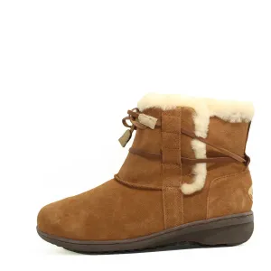 Lace Up Short Boots - Chestnut