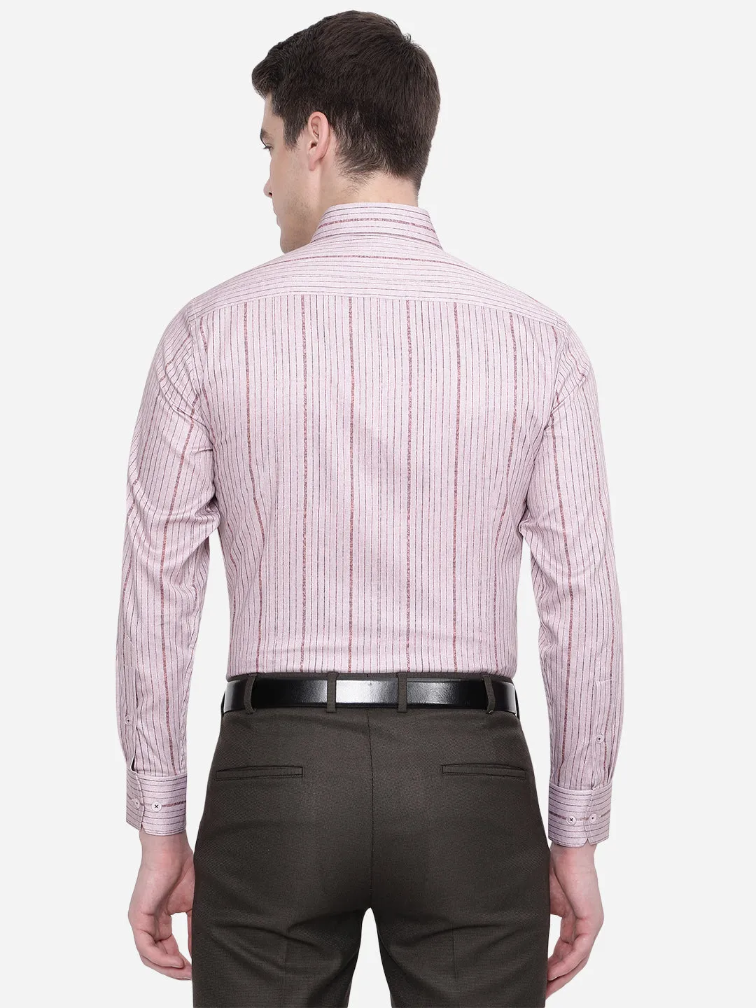 Lilac Pink Printed Slim Fit Formal Shirt | Metal