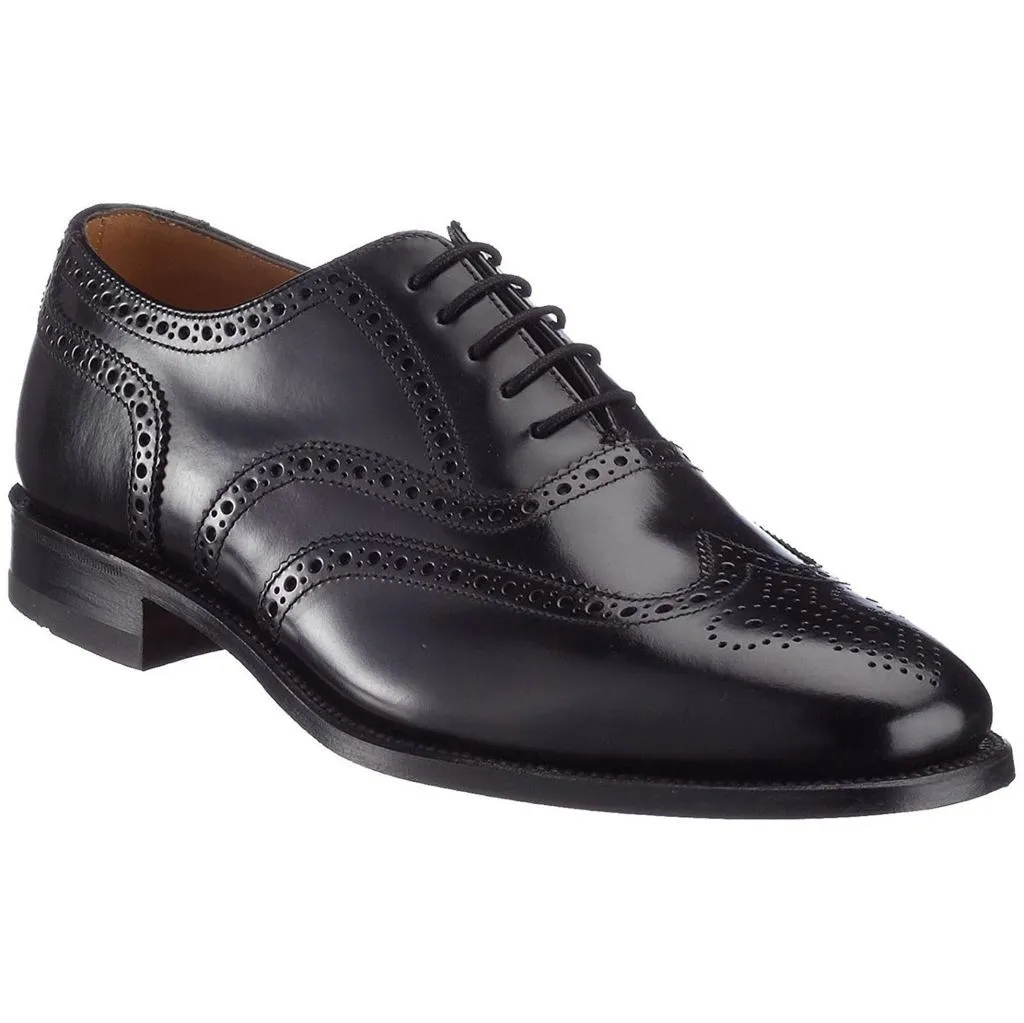 Loake 202 Black Mens Leather Lace-up Brogues Wingtip Oxford Shoes - UK 8