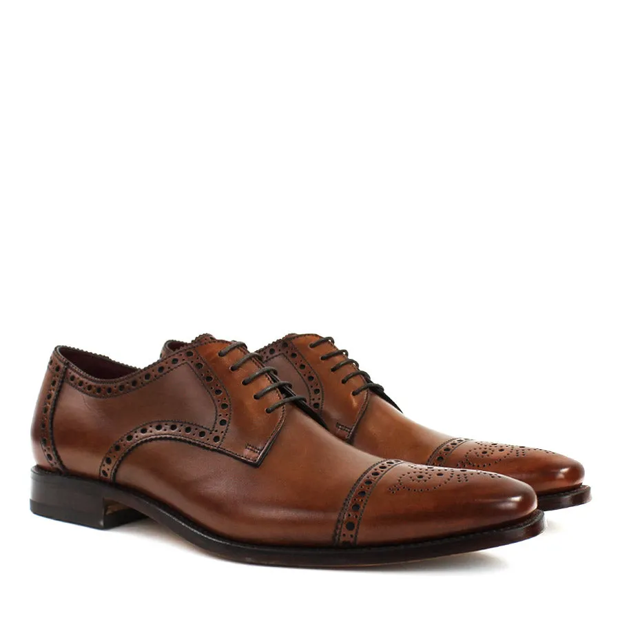 Loake - Foley CD Semi-Brogue Derby Shoes in Hazelnut