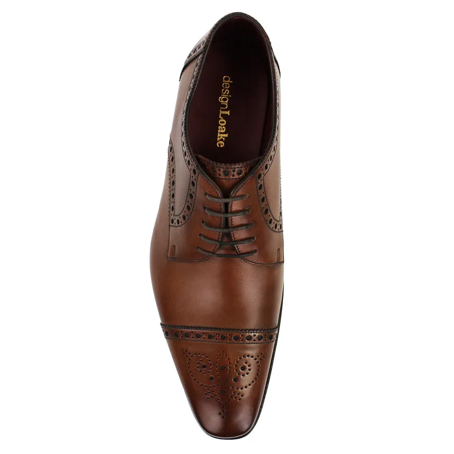 Loake - Foley CD Semi-Brogue Derby Shoes in Hazelnut