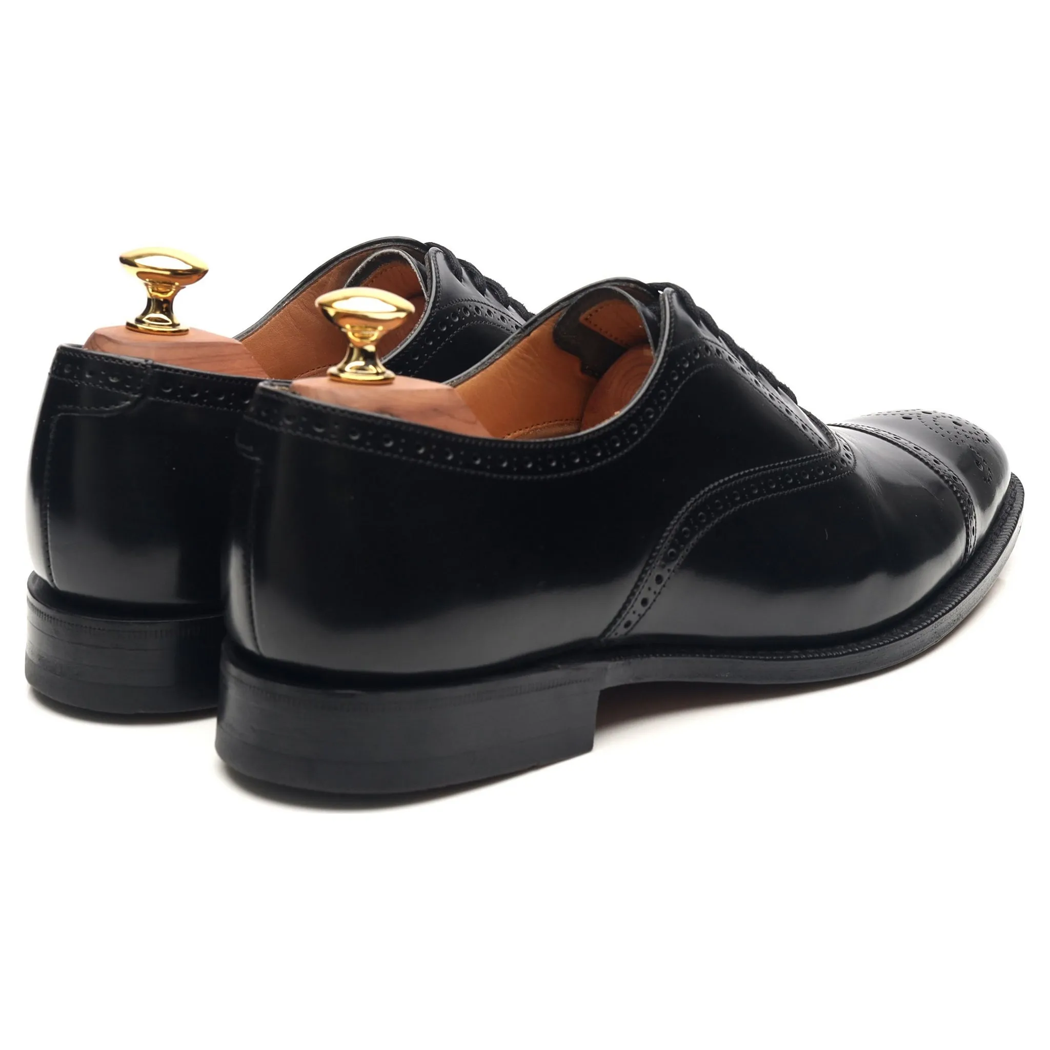 'London' Black Leather Oxford Semi Brogues UK 6 F