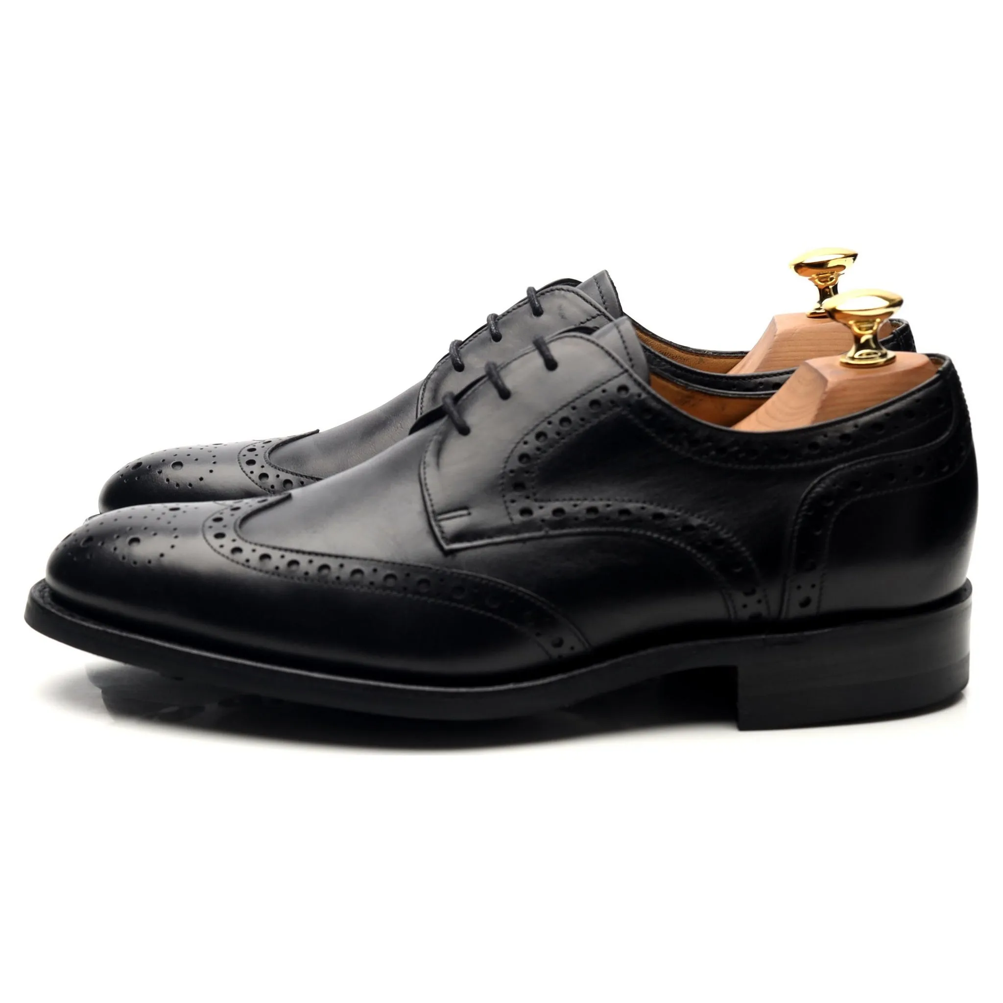 'Longworth' Black Leather Derby Brogues UK 6 G