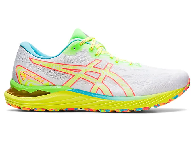 Men's Asics Gel-Cumulus 23, White/Safety Yellow, 10 D Medium