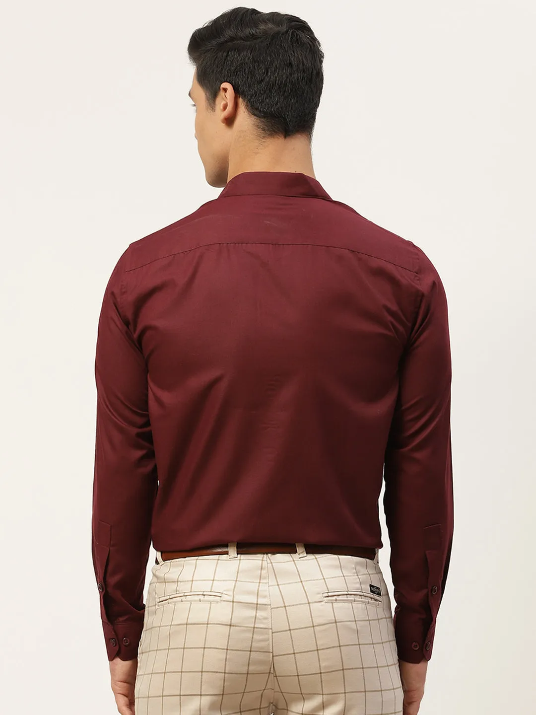 Men's Cotton Maroon Classic Formal Shirt - Sojanya