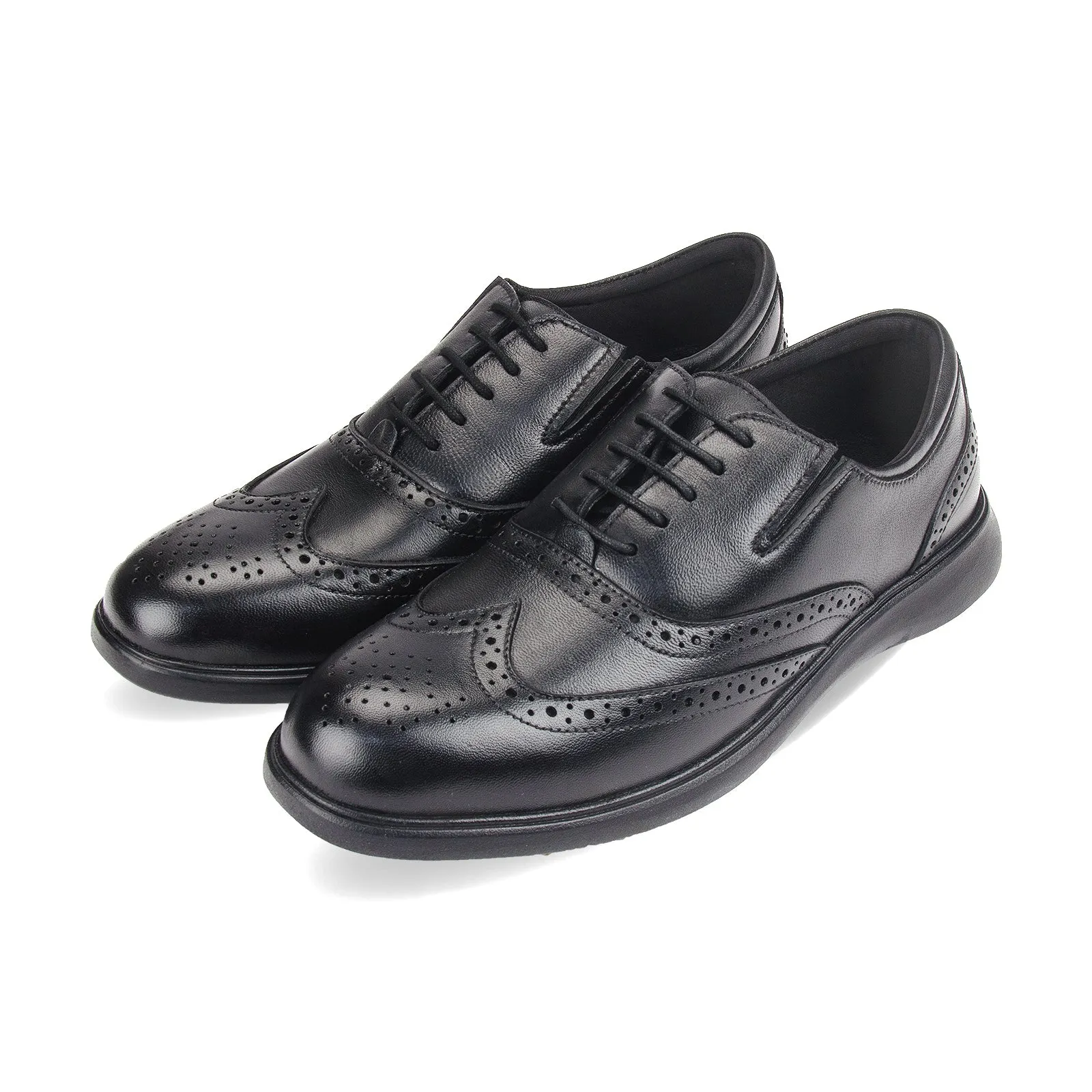 Men's deep cut leather lace-up padded brogues