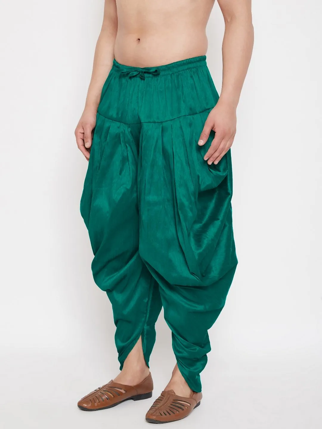 Men's Green Cowl Dhoti - Vastramay