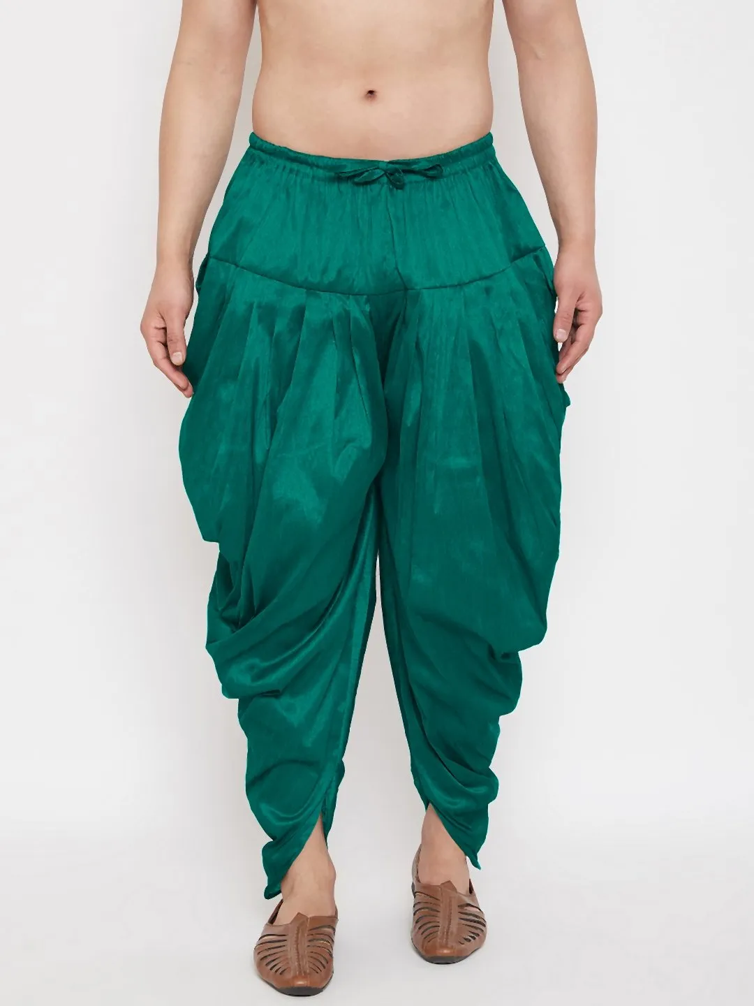 Men's Green Cowl Dhoti - Vastramay