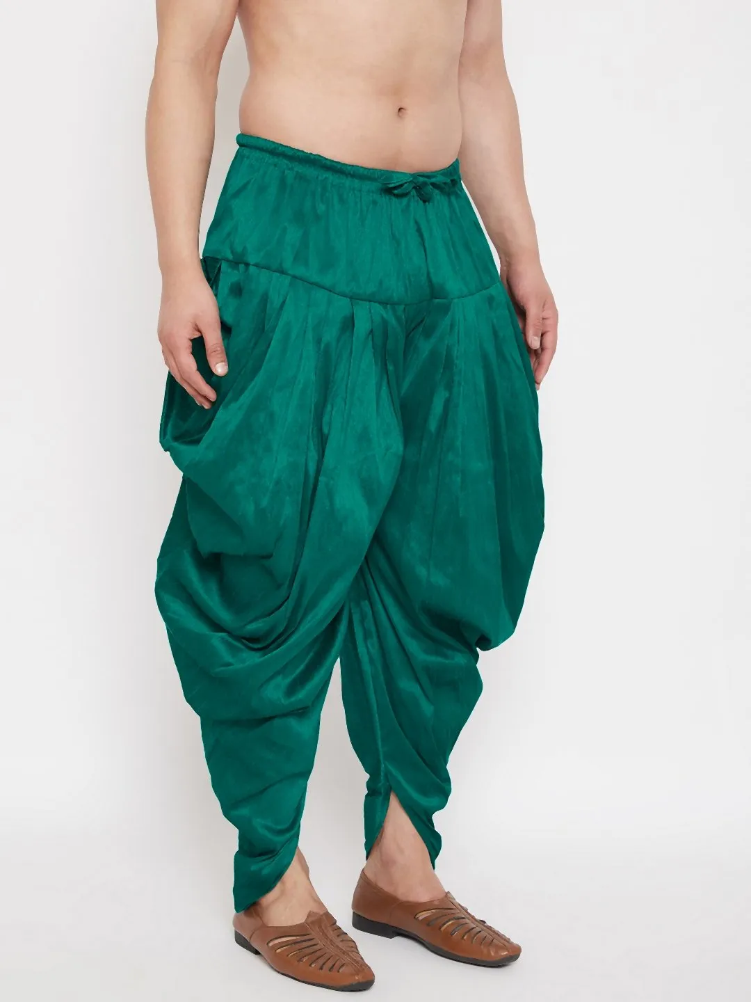 Men's Green Cowl Dhoti - Vastramay