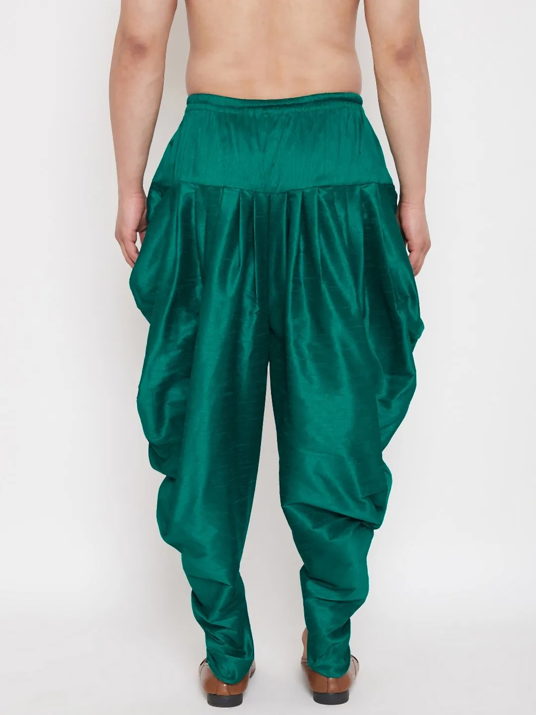 Men's Green Cowl Dhoti - Vastramay