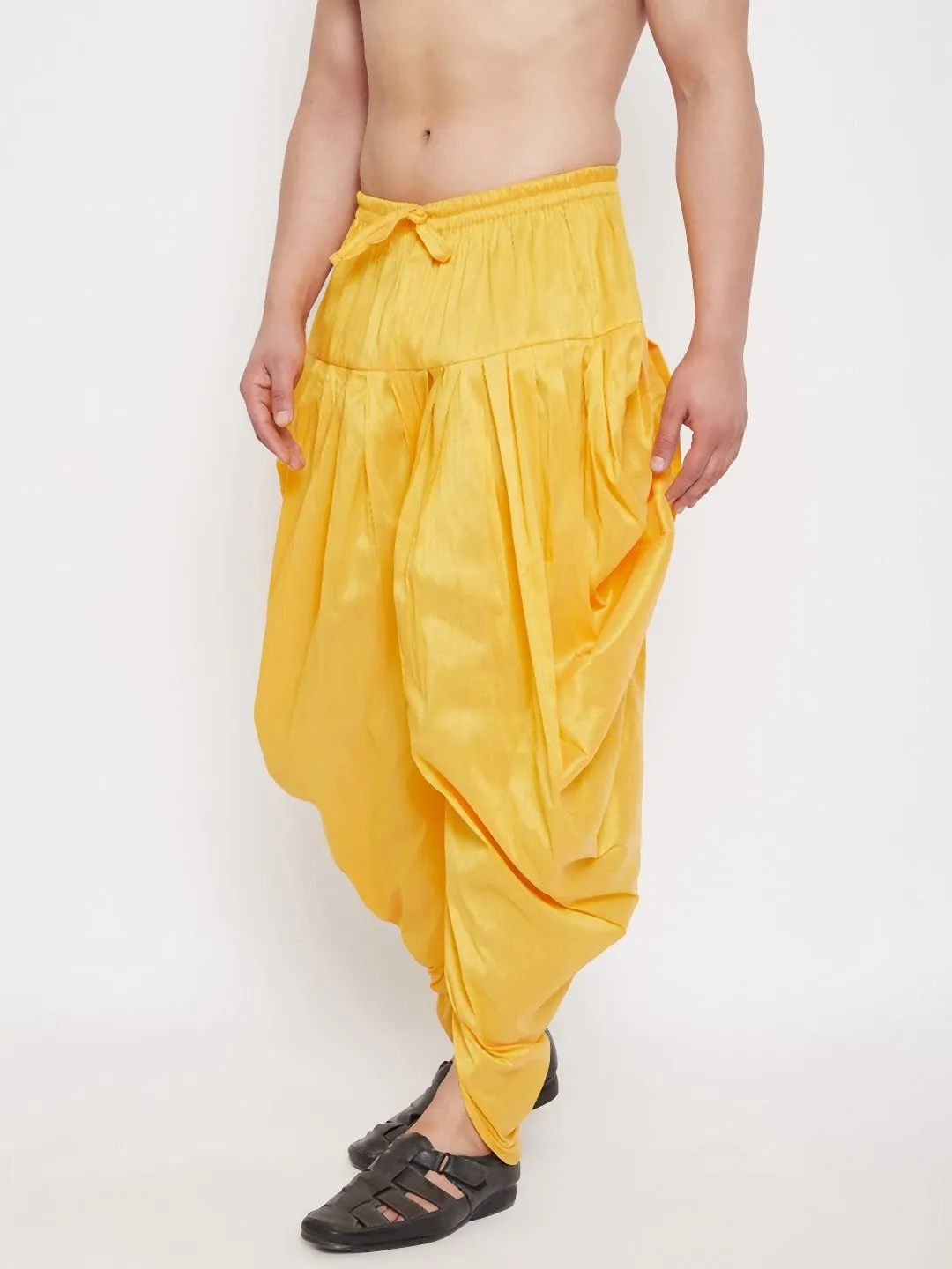 Men's Yellow Cowl Dhoti - Vastramay