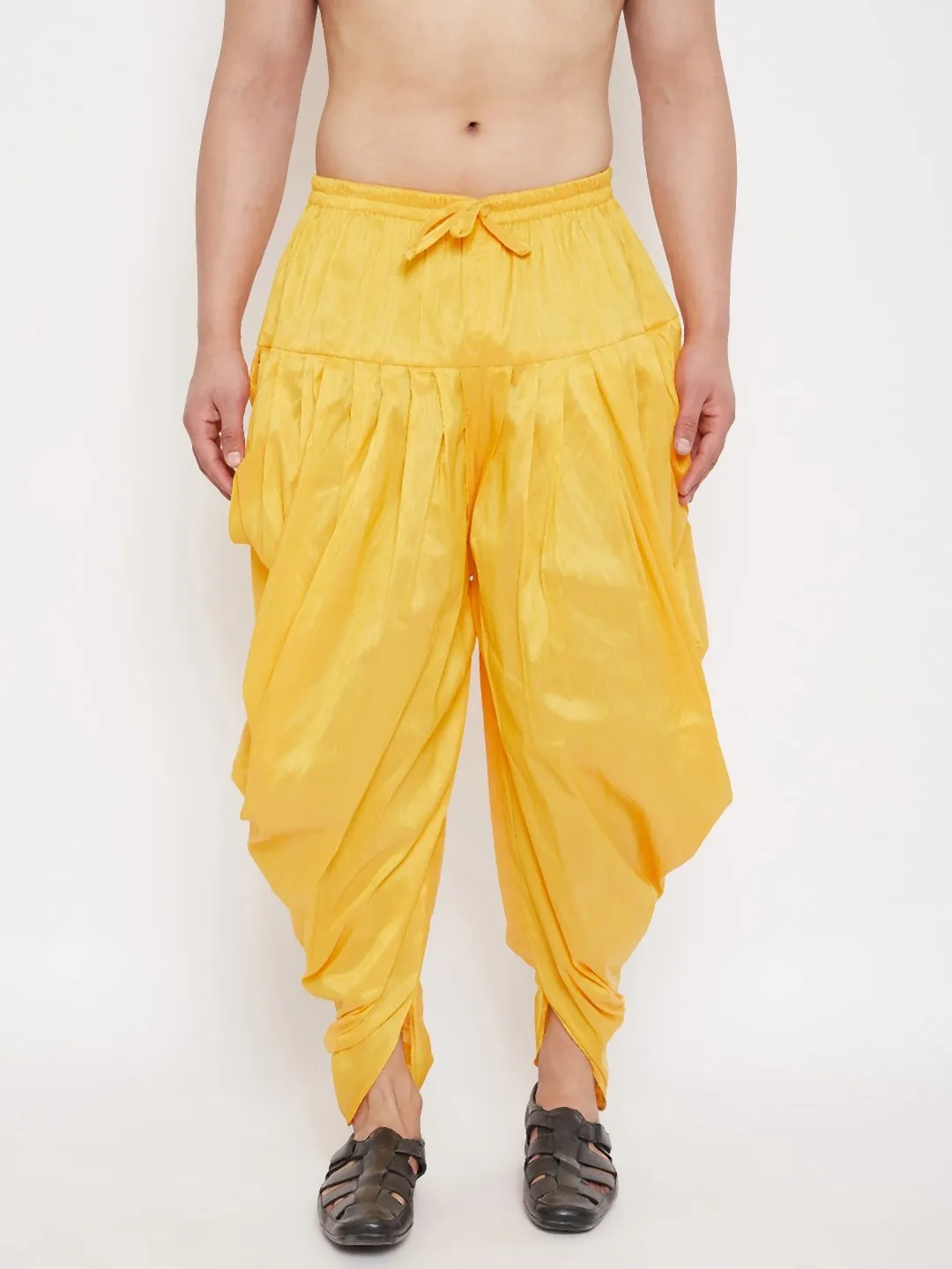 Men's Yellow Cowl Dhoti - Vastramay