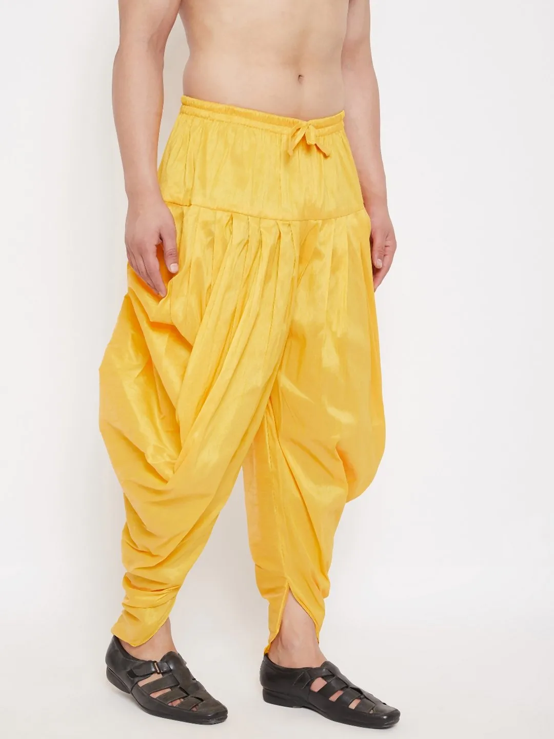 Men's Yellow Cowl Dhoti - Vastramay