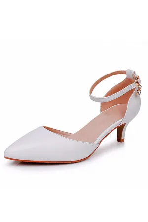 Mid Heel Matte Pointed Toe PU Wedding Shoes