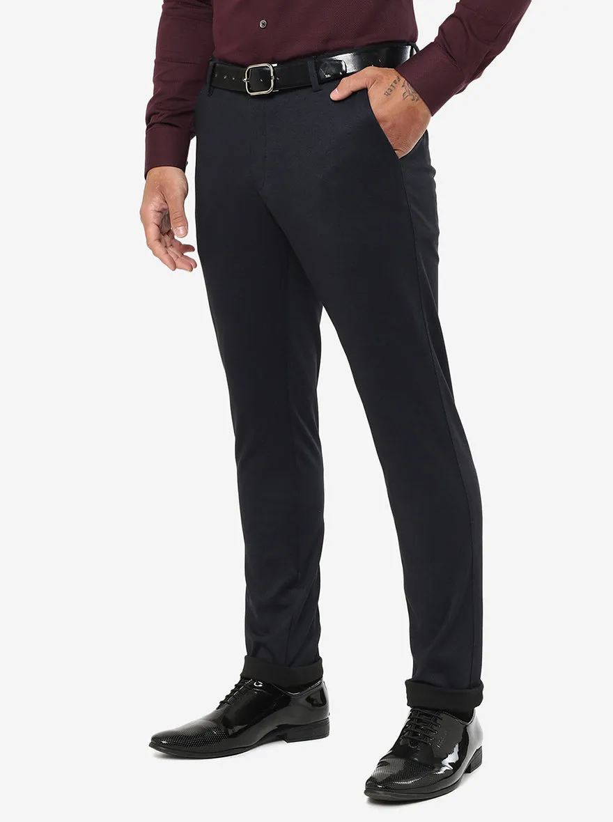 Navy Solid Slim Fit Club Wear Trouser | JB Studio