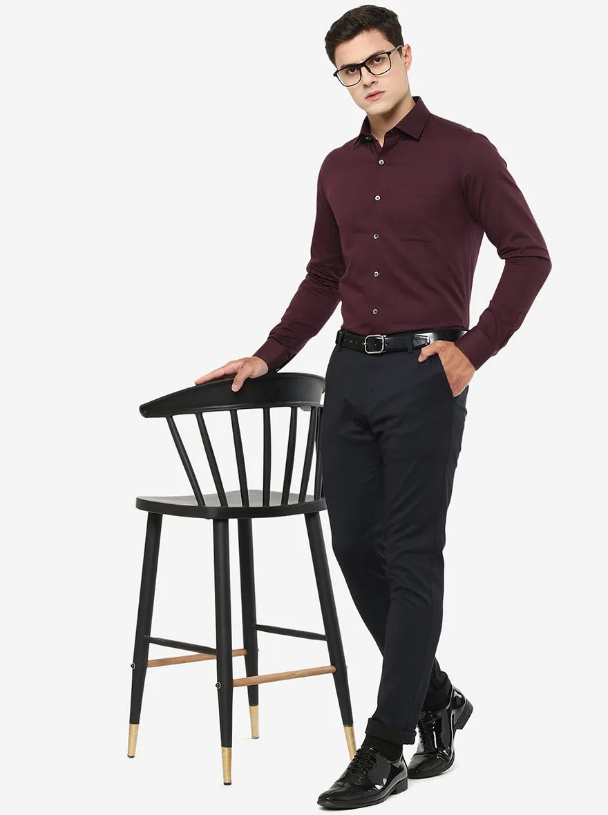 Navy Solid Slim Fit Club Wear Trouser | JB Studio