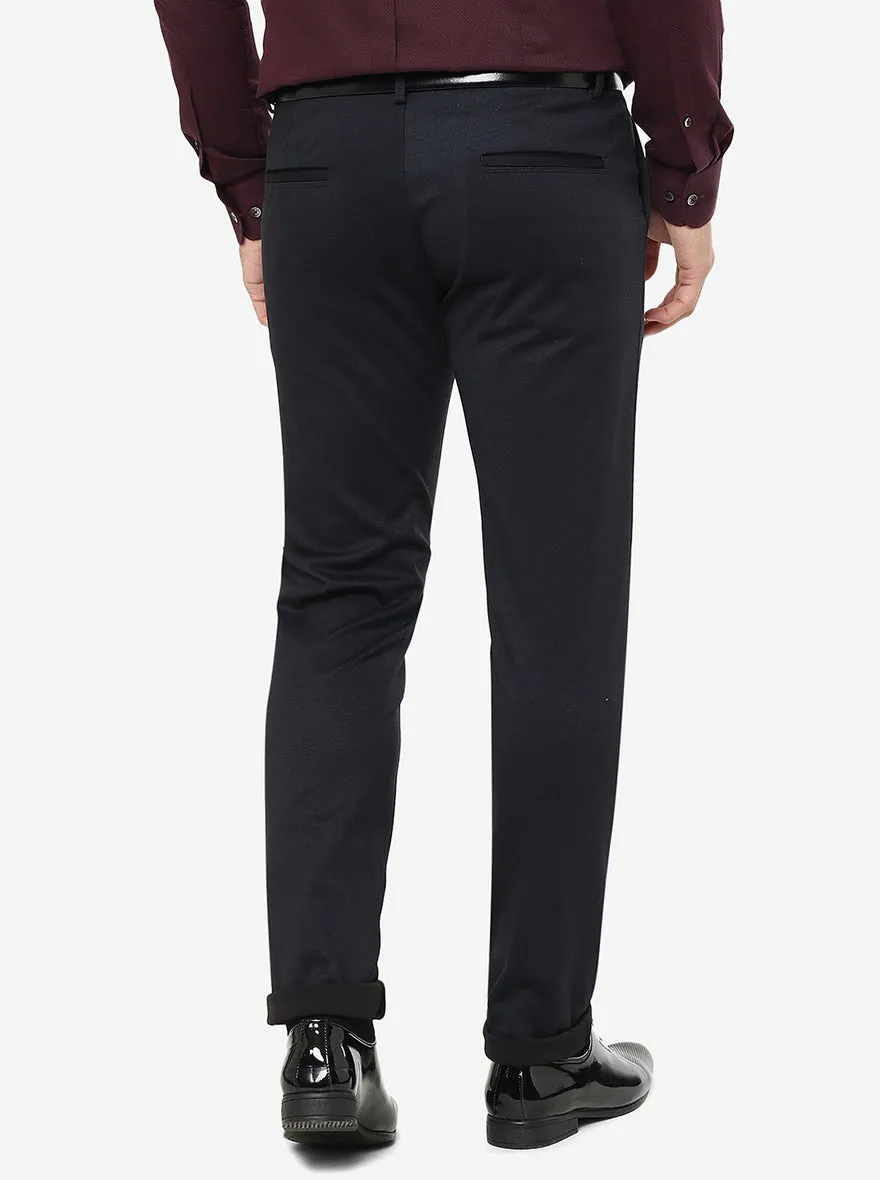 Navy Solid Slim Fit Club Wear Trouser | JB Studio