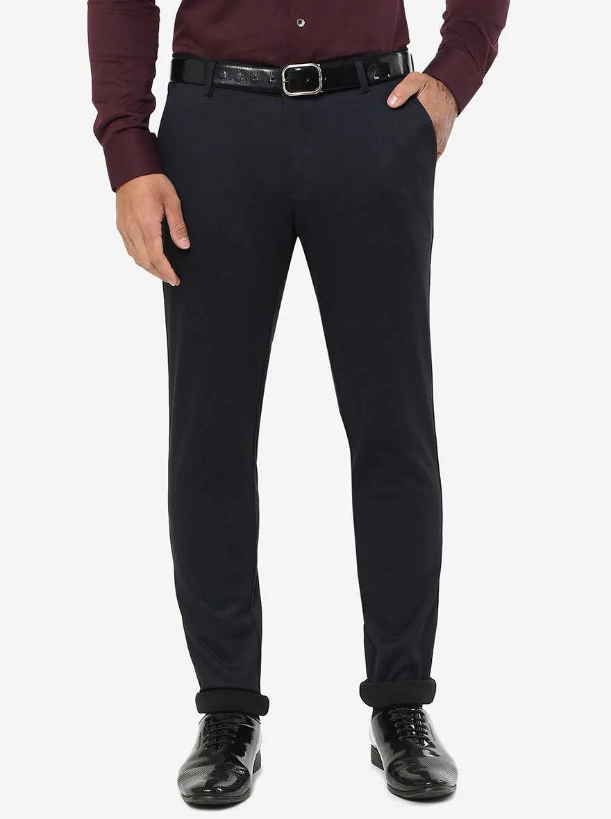 Navy Solid Slim Fit Club Wear Trouser | JB Studio