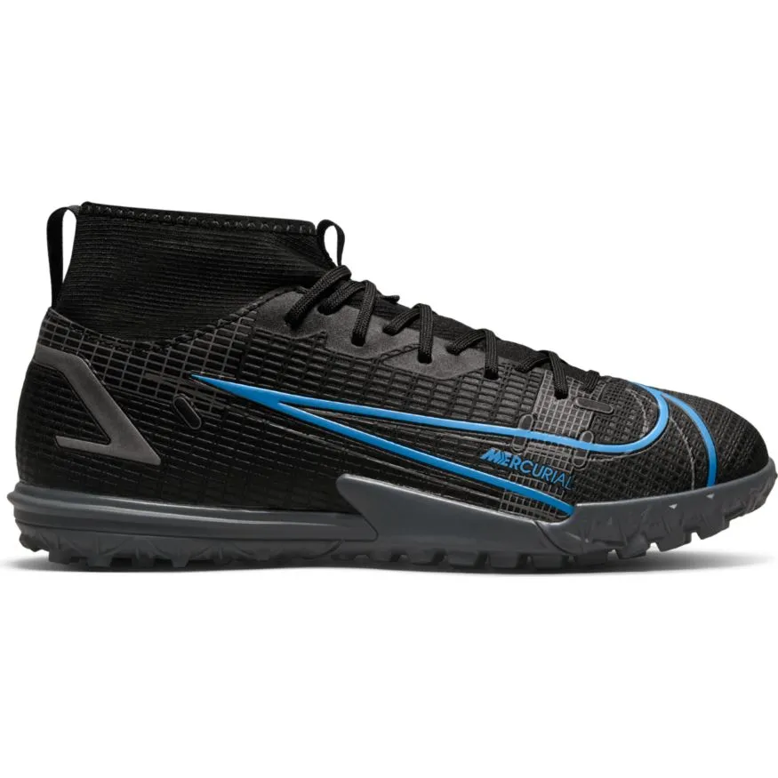 Nike Junior Mercurial Superfly 8 Academy TF Artificial Turf Soccer Shoe - Black/Black/IronGrey