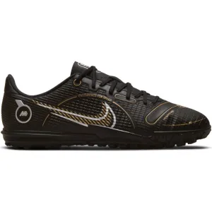 Nike Junior Mercurial Vapor 14 Academy TF Artificial Turf Soccer Shoe - Black/Metallic Gold/Metallic Silver