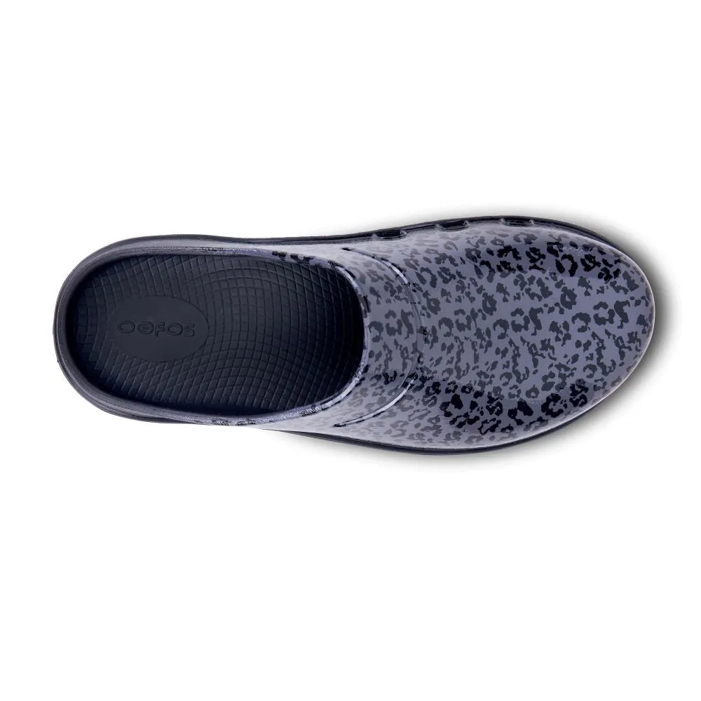 'OOFOS' Women's OOcloog Luxe Pixel Clog - Black / Grey Leopard