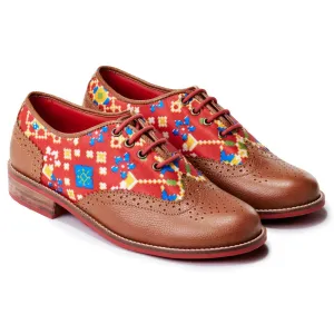 Patola Brogues Women – Crimson