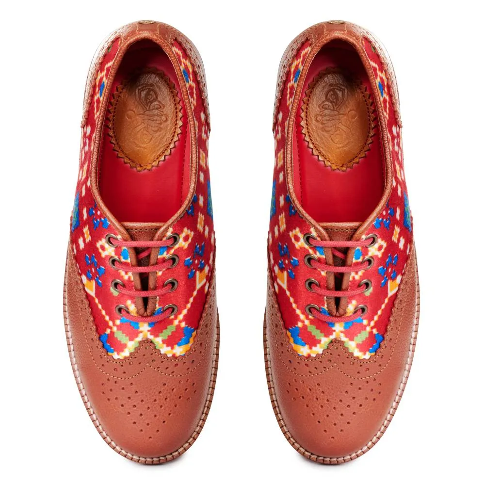 Patola Brogues Women – Crimson