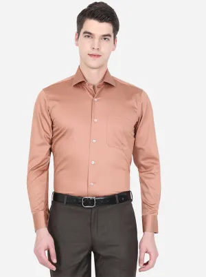 Peach Solid Slim Fit Formal Shirt | Metal