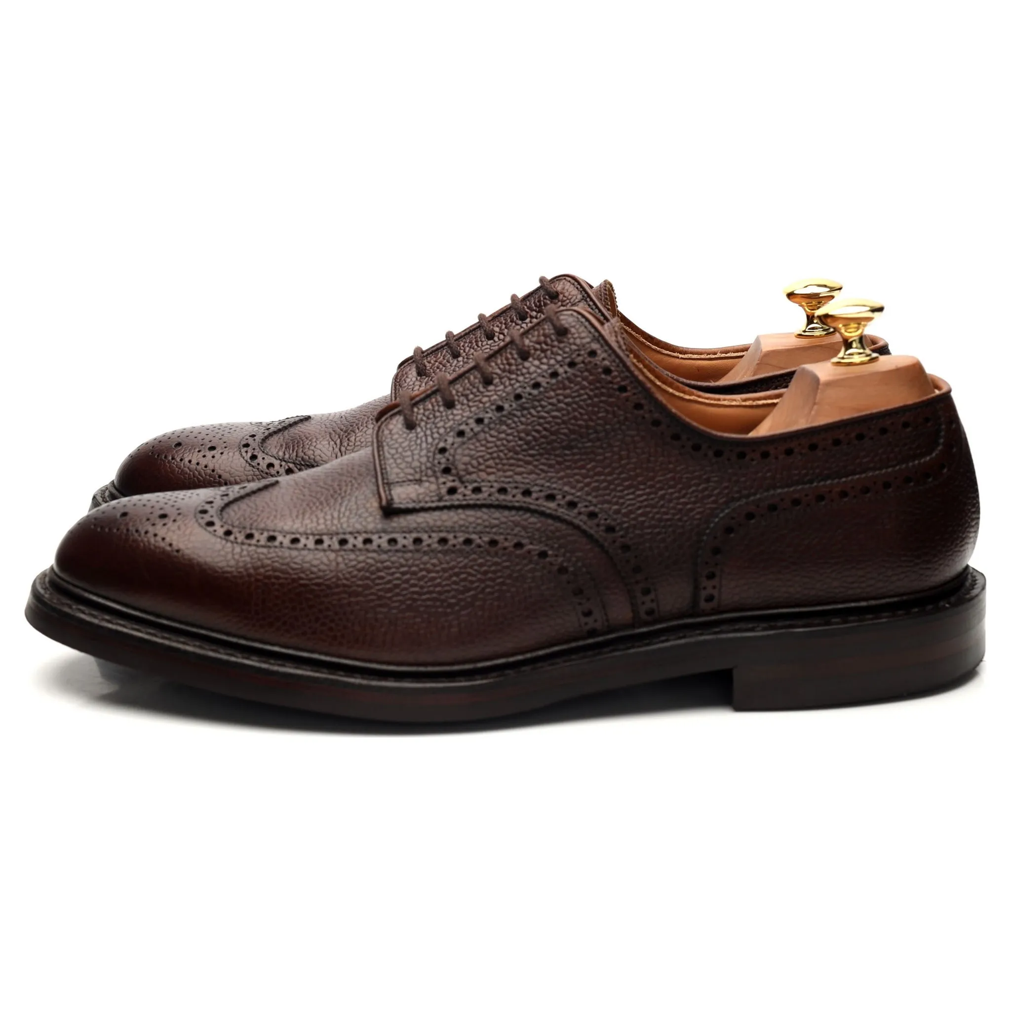 'Pembroke' Dark Brown Leather Derby Brogues UK 10.5 E