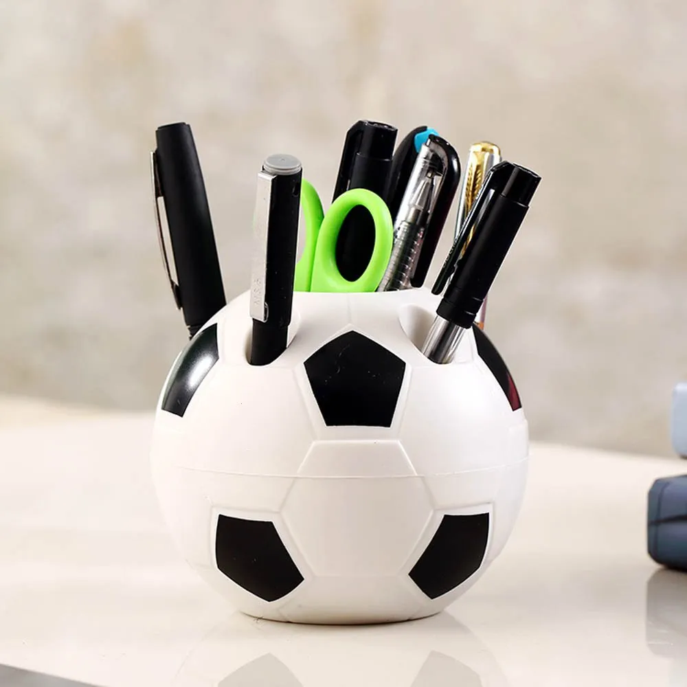 Pen Holder Creative Football Soccer Themed Plastic Durable Pencil Storage Organizer School Stationery