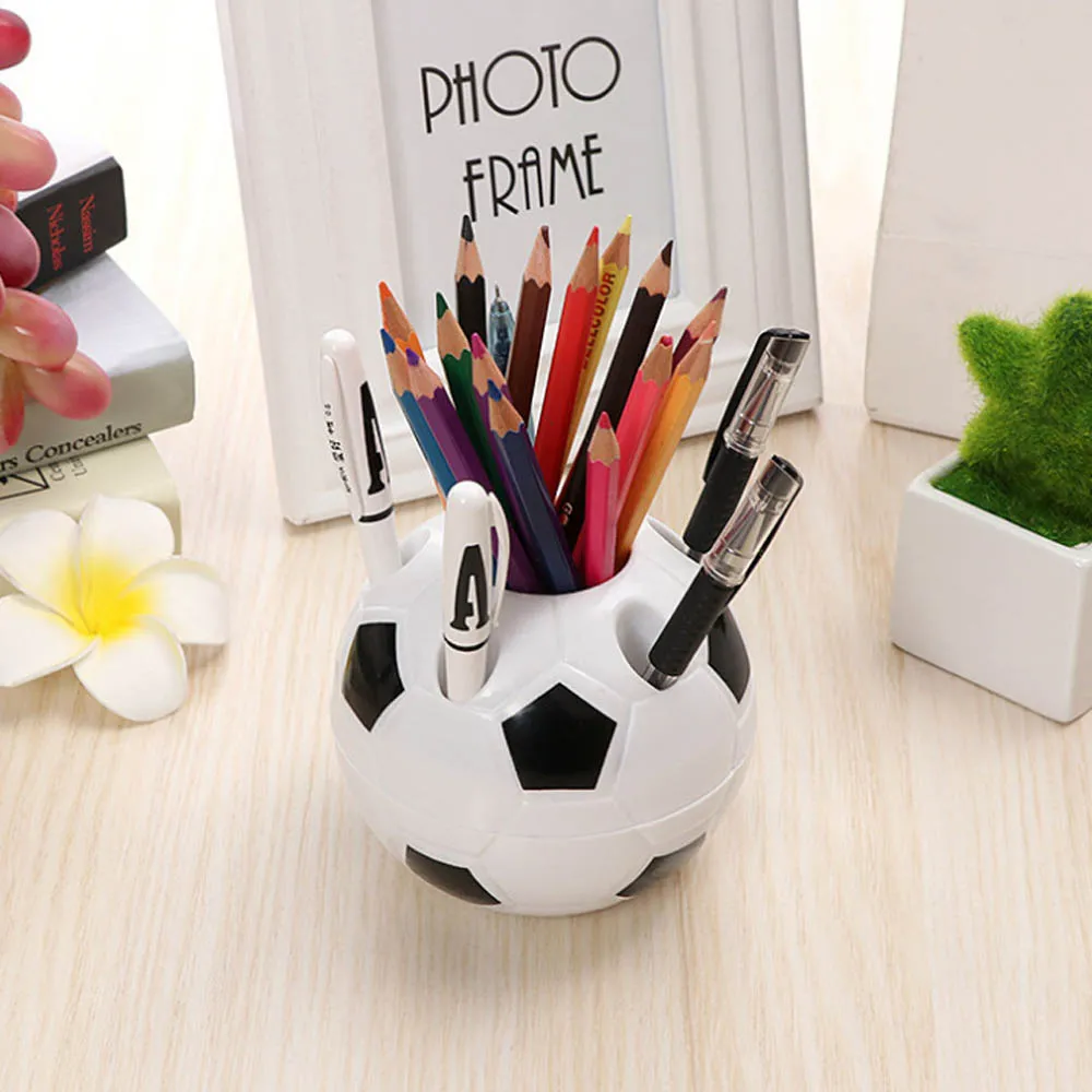 Pen Holder Creative Football Soccer Themed Plastic Durable Pencil Storage Organizer School Stationery