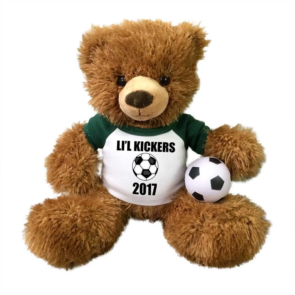 Personalized Soccer Teddy Bear - 14" Brown Tummy Bear