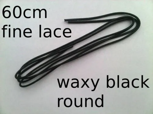 Shoe Lace Black 60cm Fine Round Thin 24 Inch For Dress Shoes Shoelaces New