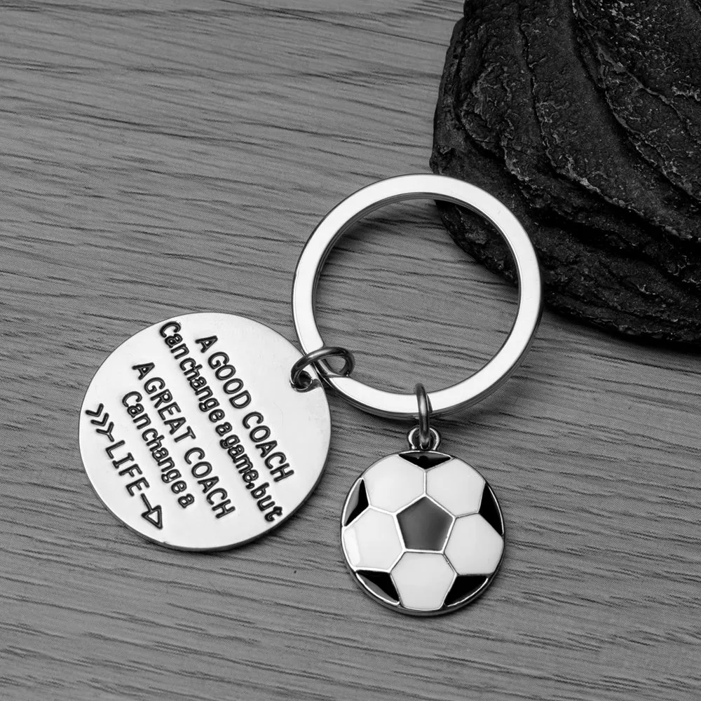 Soccer Coach Keychain, Great Coach Can Change a Life