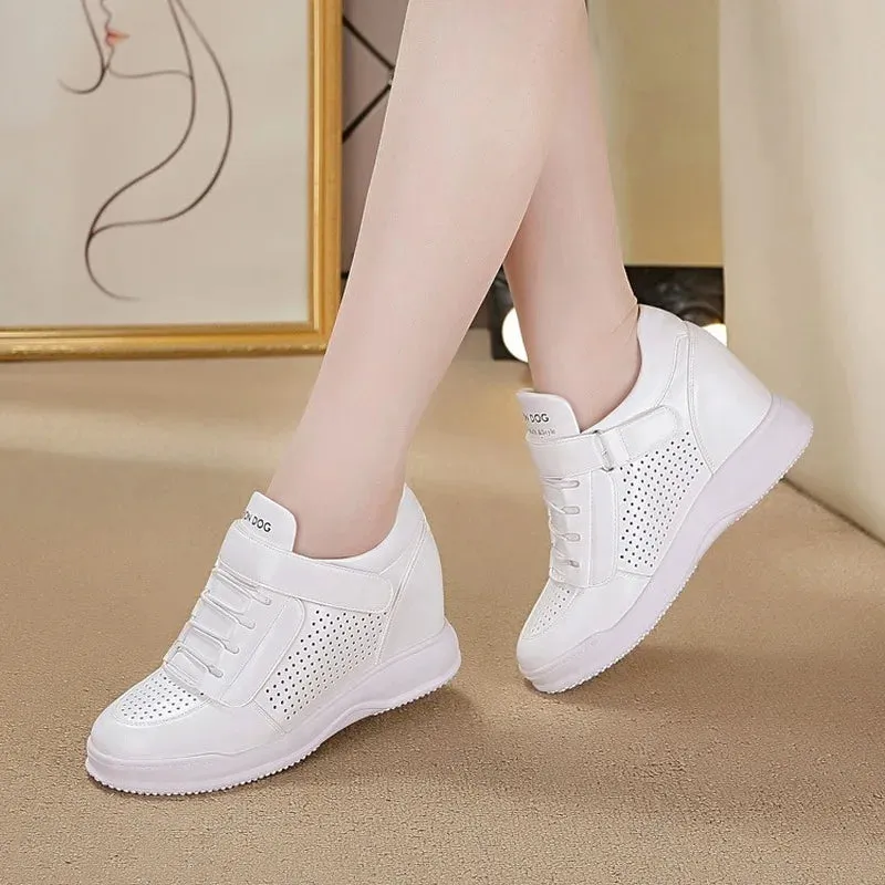 Sohiwoo New Spring Autumn High Top Wedge Platform Sneakers Casual Hidden Heels Ladies Sneaker Women's Shoes Tennis Female