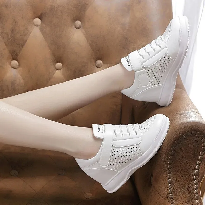 Sohiwoo New Spring Autumn High Top Wedge Platform Sneakers Casual Hidden Heels Ladies Sneaker Women's Shoes Tennis Female