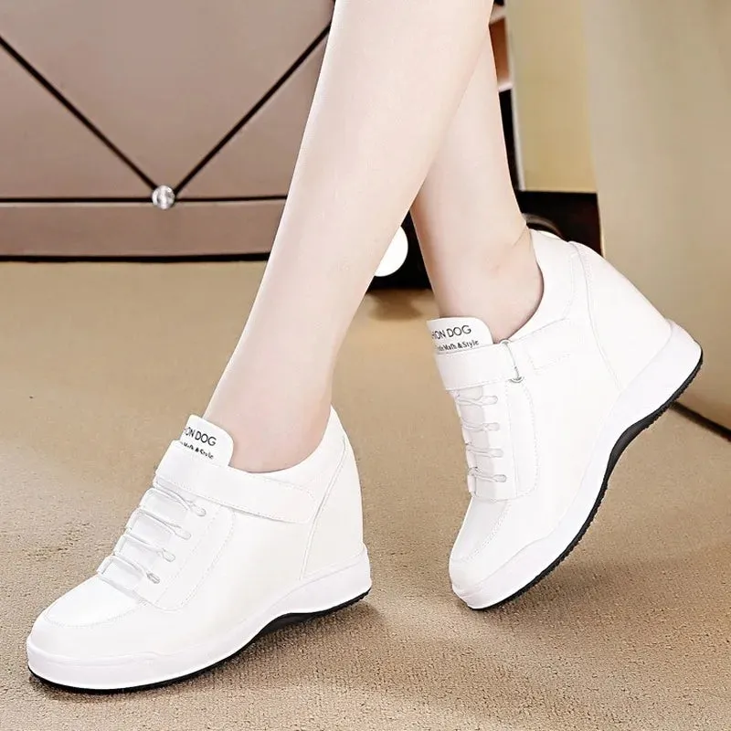 Sohiwoo New Spring Autumn High Top Wedge Platform Sneakers Casual Hidden Heels Ladies Sneaker Women's Shoes Tennis Female