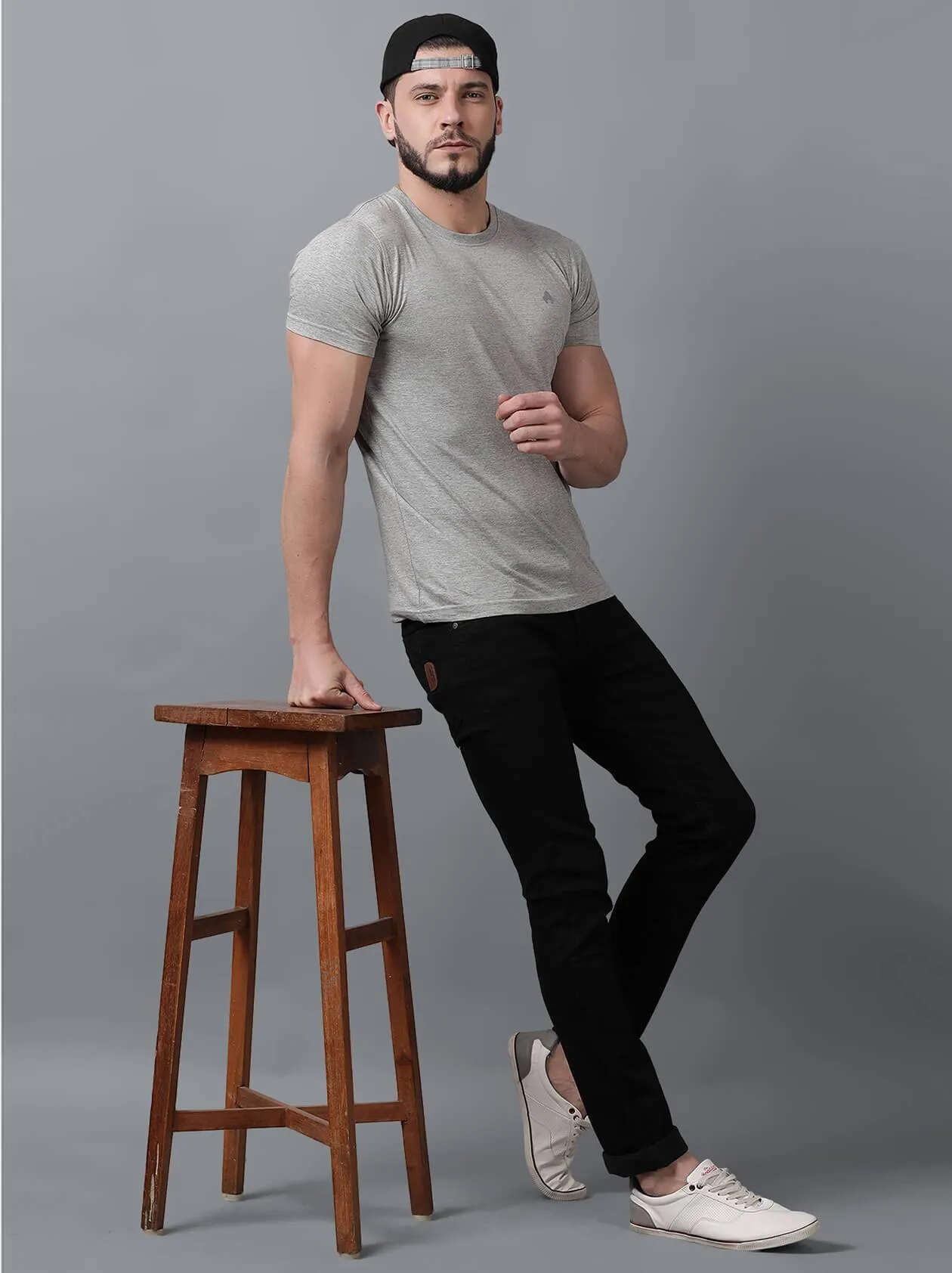 Solid Grey T-Shirt for Men (MAQUIRE 1012)