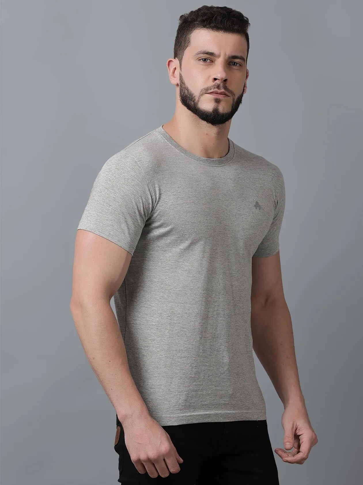 Solid Grey T-Shirt for Men (MAQUIRE 1012)