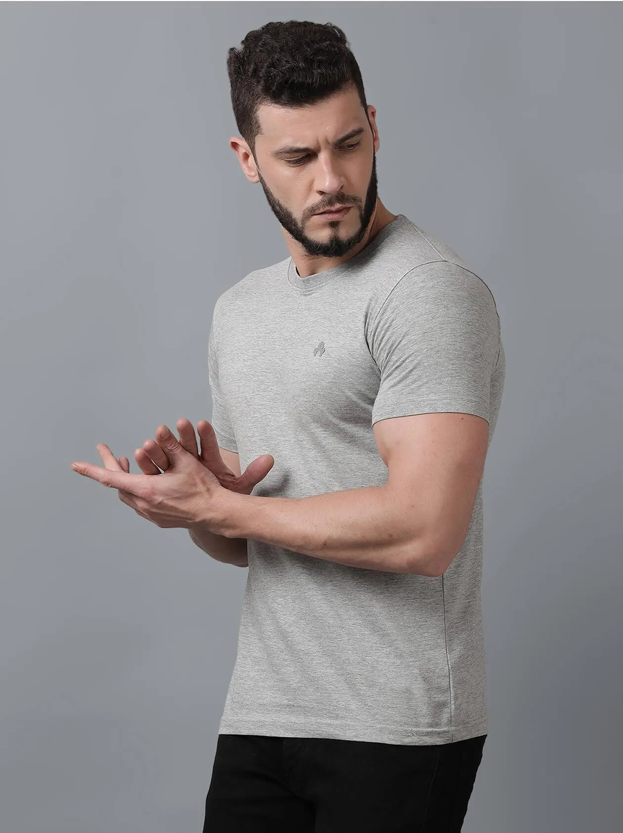 Solid Grey T-Shirt for Men (MAQUIRE 1012)