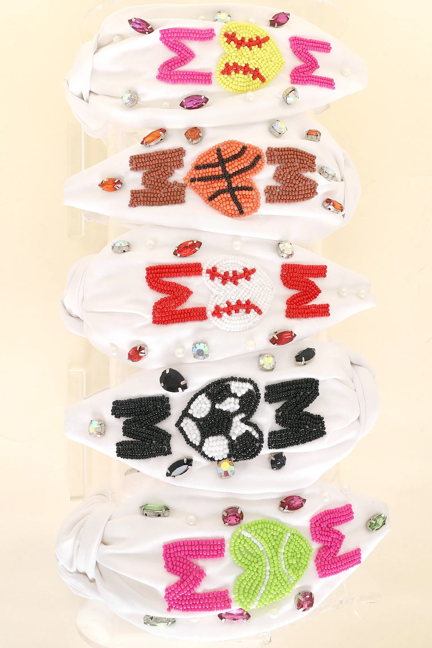 Sports Mom Beaded Knot Headband