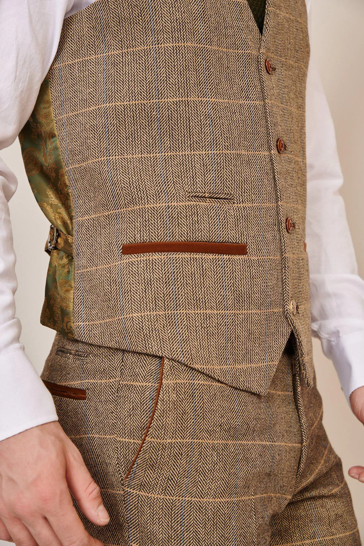 The WHU Collection - TED Tan Tweed Suit With Dion Waistcoat As Worn By Lukasz Fabianski