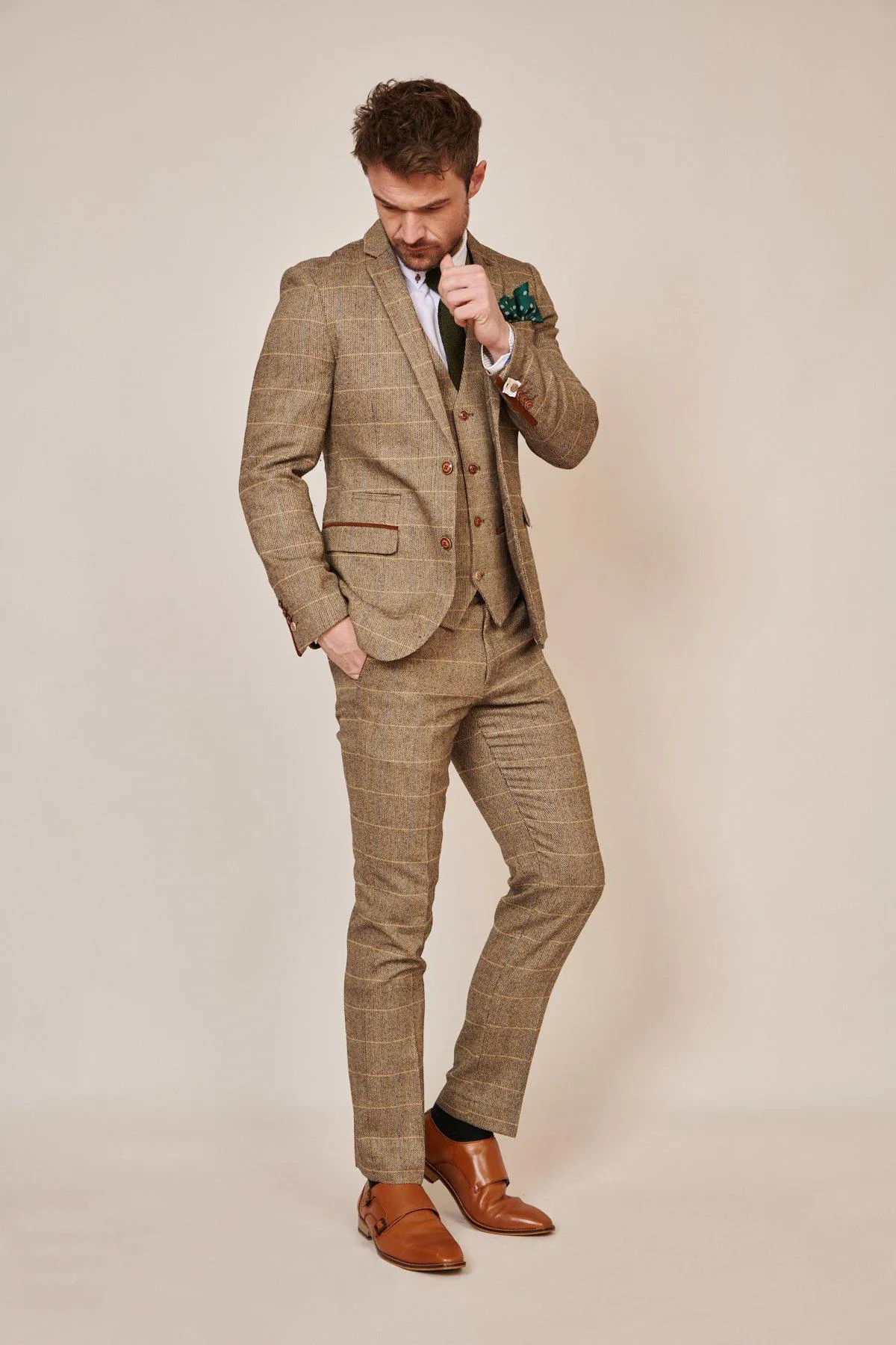 The WHU Collection - TED Tan Tweed Suit With Dion Waistcoat As Worn By Lukasz Fabianski