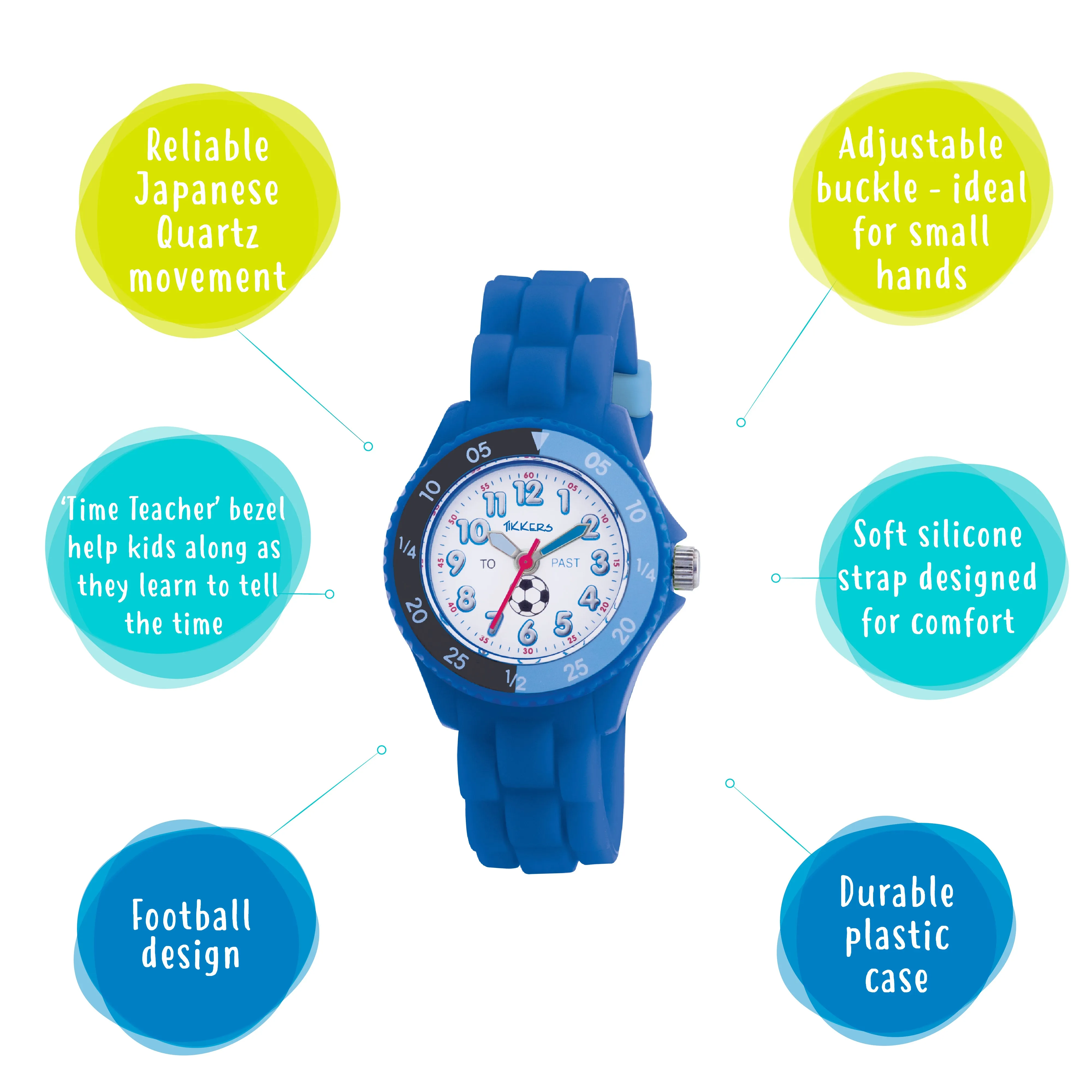 Tikkers Time Teacher Silicone Soccer Watch TK0002