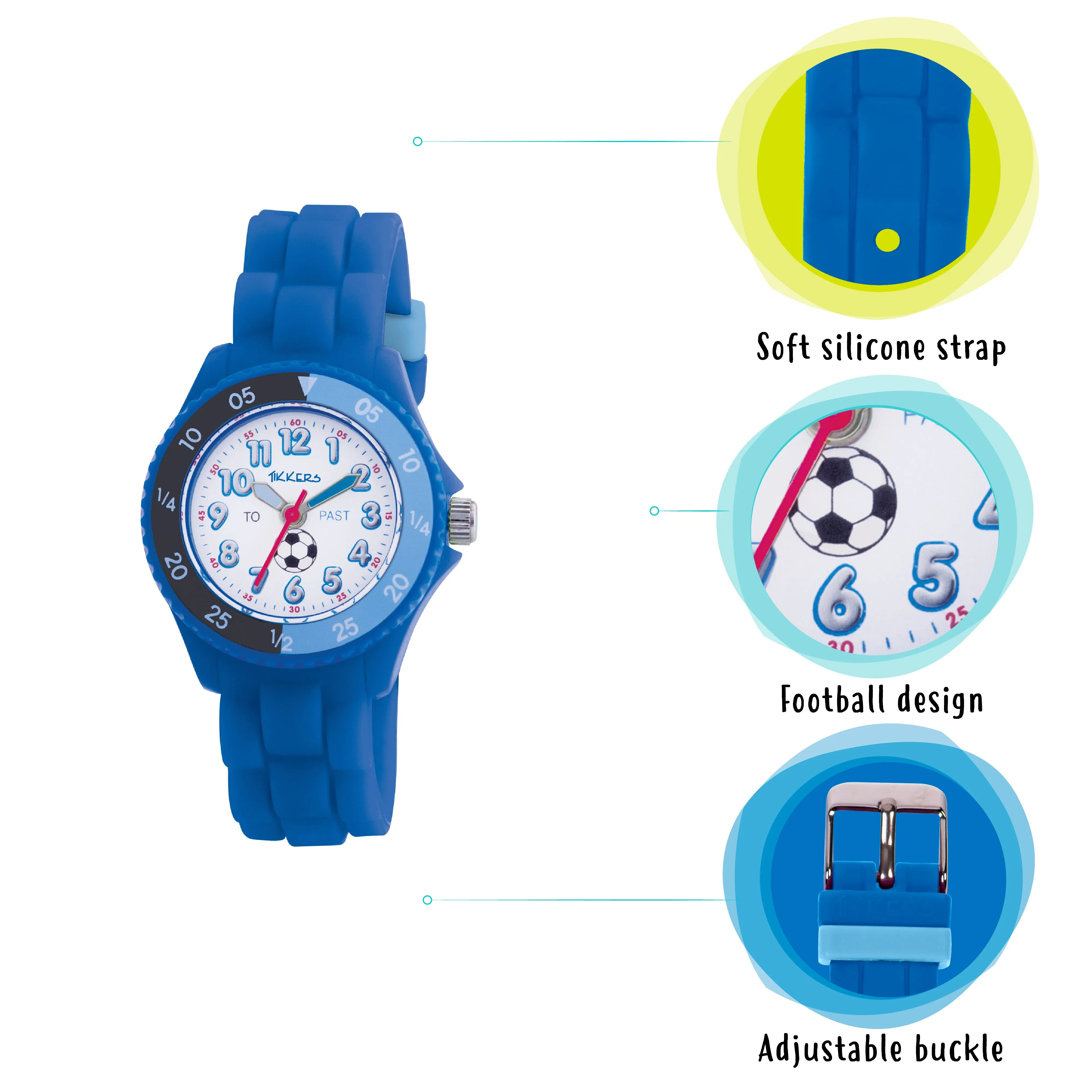 Tikkers Time Teacher Silicone Soccer Watch TK0002