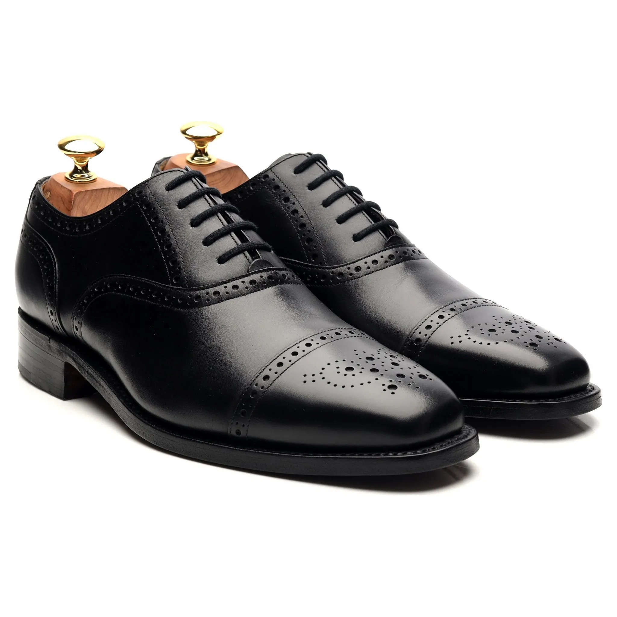 'Tiverton' Black Leather Oxford Semi Brogues UK 6 FX