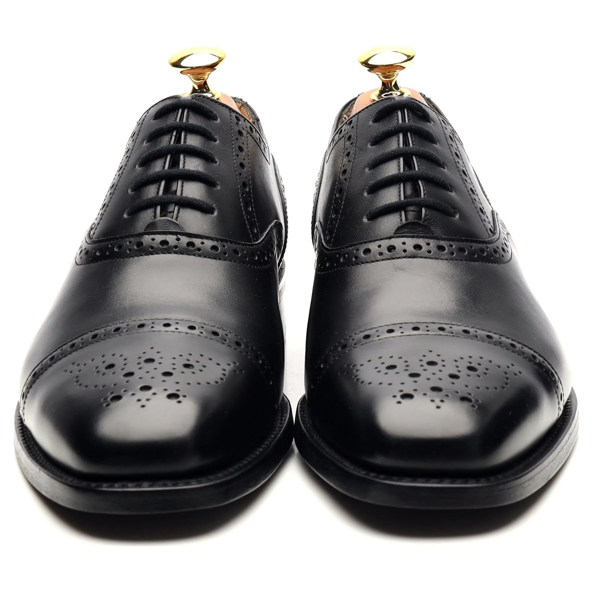 'Tiverton' Black Leather Oxford Semi Brogues UK 6 FX