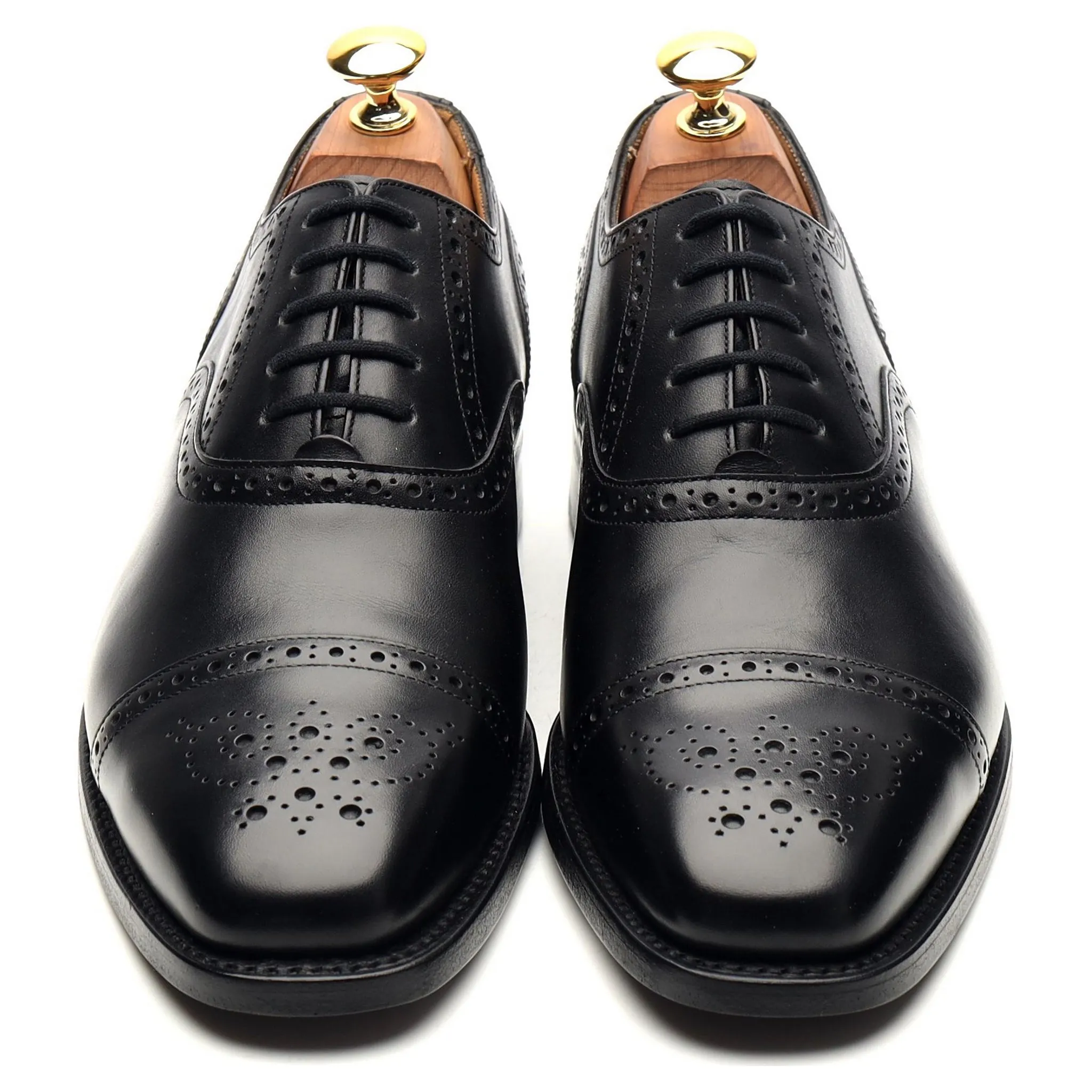 'Tiverton' Black Leather Oxford Semi Brogues UK 6 FX