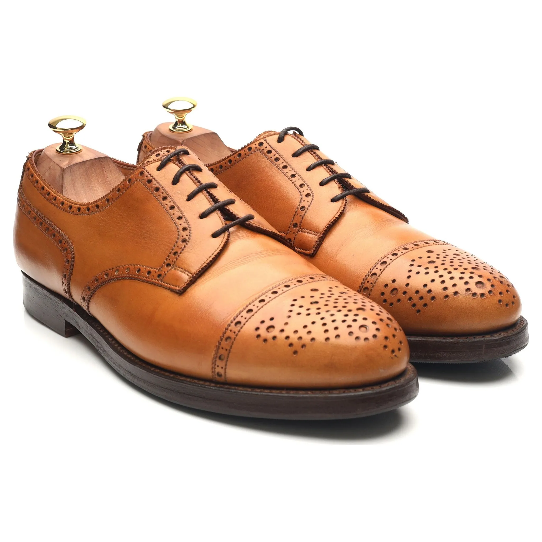 'Wein' Tan Brown Leather Apron Derby Brogues UK 10 E