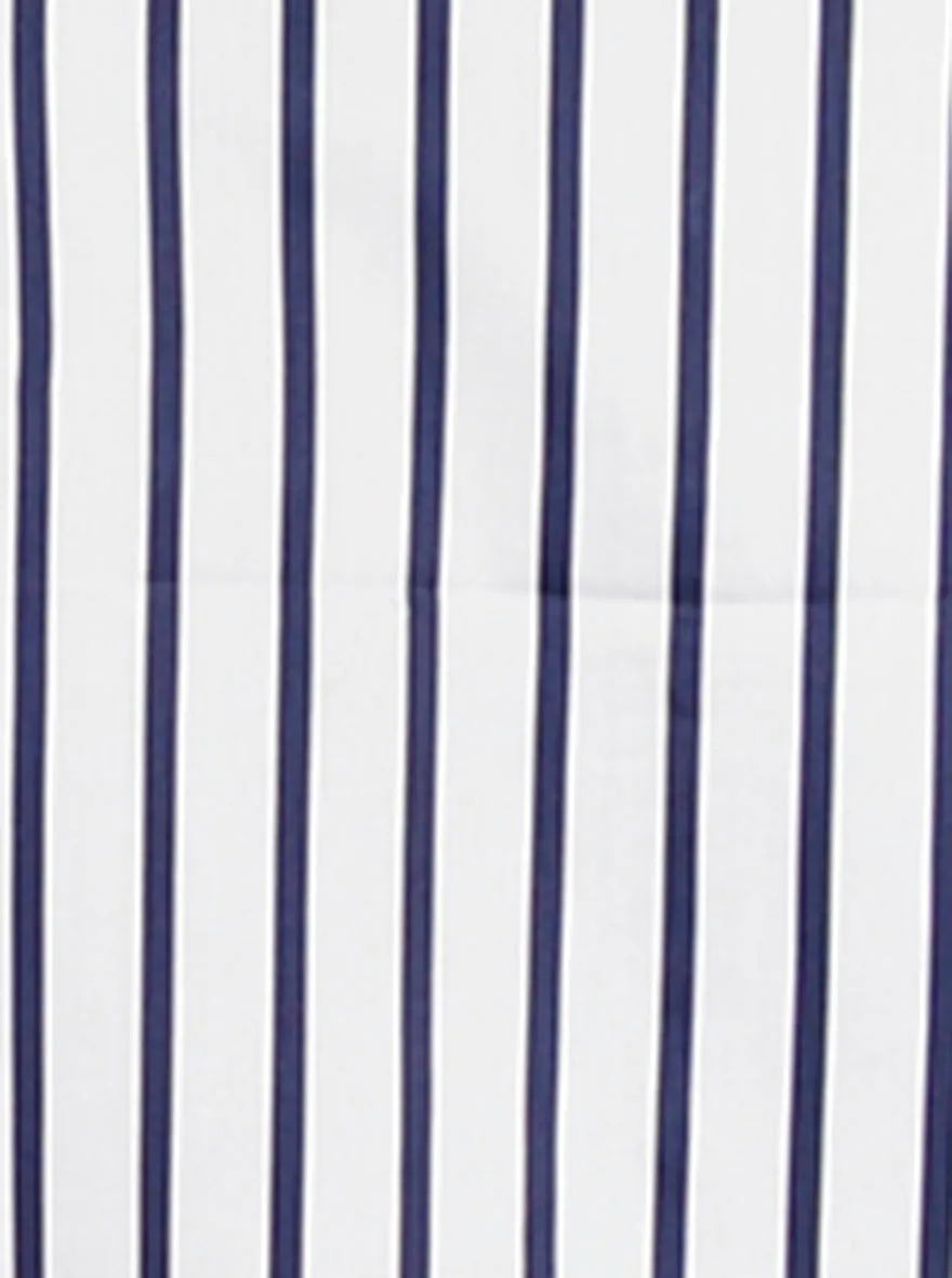 White & Blue Striped Slim Fit Party Wear shirt | Wyre